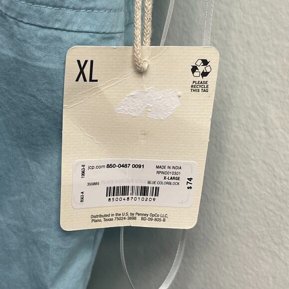 Color Block Maxi Sun Dress Tiered XL Blue Beach Smocked Babydoll Boho Cottage - Picture 7 of 7